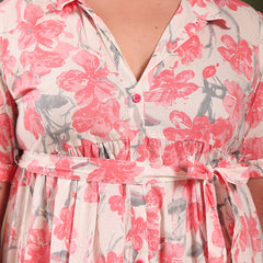 Stylum Women's Plus Size Pestal Pink Floral Printed Cotton Flared Dress (DRSPINKKINNUPLUS)