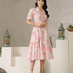 Stylum Women's Pestal Pink Floral Printed Cotton Flared Dress (DRSPINKKINNU)