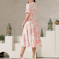 Stylum Women's Pestal Pink Floral Printed Cotton Flared Dress (DRSPINKKINNU)