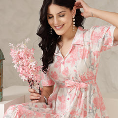 Stylum Women's Pestal Pink Floral Printed Cotton Flared Dress (DRSPINKKINNU)