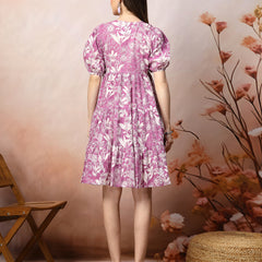 Stylum Women's Tropical Printed Cotton Flared Dress (DRSPURPLEFANTA)