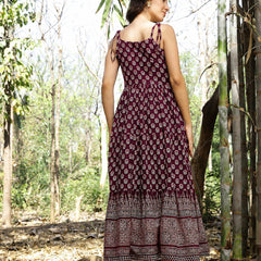 Stylum Women's Purple Ethnic Printed Cotton Tiered Dress (DRSPURPLELUIS)