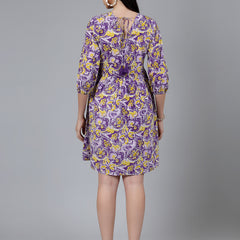 Purple Cotton Flared dress