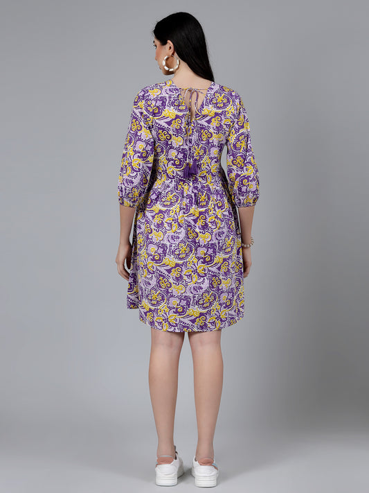 Purple Cotton Flared dress
