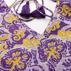 Purple Cotton Flared Dress