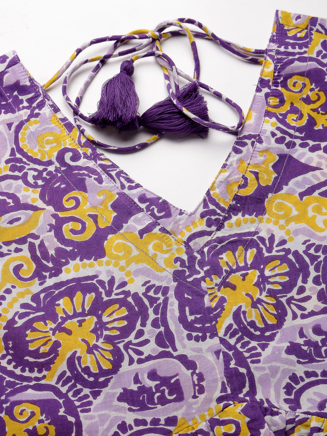 Purple Cotton Flared Dress