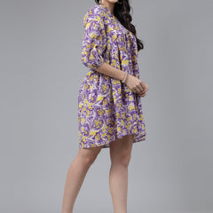 Floral printed Cotton Flared Dress