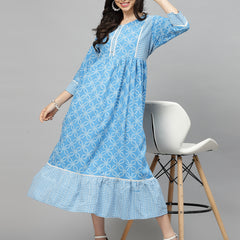 Stylum Women's Bandhej Printed Rayon Tiered kurta (DRSRIVER)