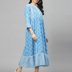 Stylum Women's Bandhej Printed Rayon Tiered kurta (DRSRIVER)