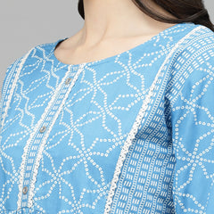 Stylum Women's Bandhej Printed Rayon Tiered kurta (DRSRIVER)