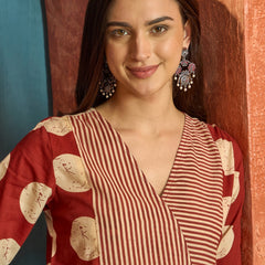 Stylum Women's Rust Block Printed Cotton Flared Dress (DRSRUSTDAPPER)