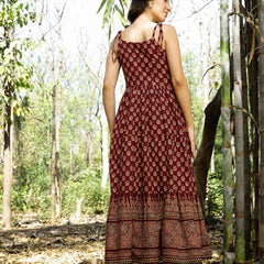 Stylum Women's Rust Ethnic Printed Cotton Tiered Dress (DRSRUSTLUIS)