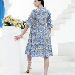 Stylum Women's Floral Printed Cotton Tiered A-Line Dress (DRSSABIK)