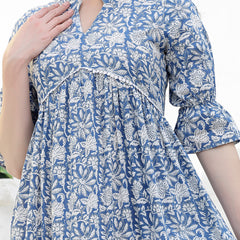 Stylum Women's Floral Printed Cotton Tiered A-Line Dress (DRSSABIK)