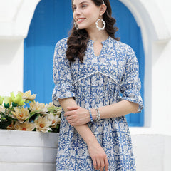 Stylum Women's Floral Printed Cotton Tiered A-Line Dress (DRSSABIK)