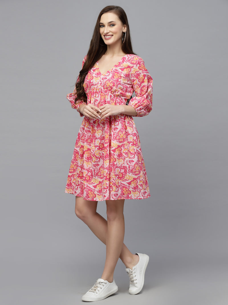 Stylum Women's Floral printed Cotton Flared dress (DRSSOUL)