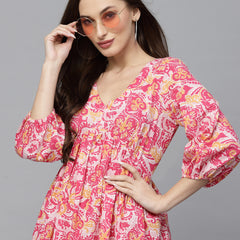 Stylum Women's Floral printed Cotton Flared dress (DRSSOUL)