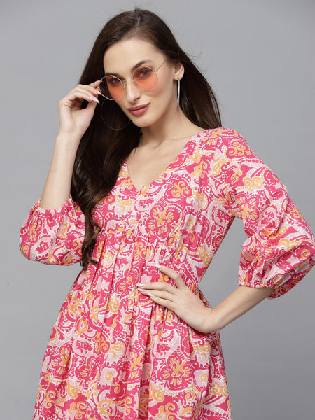 Stylum Women's Floral printed Cotton Flared dress (DRSSOUL)