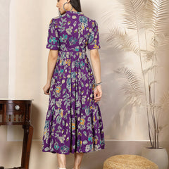 Stylum Women's Voilet Tropical Printed Rayon Tiered Dress (DRSVOILSOMIL)