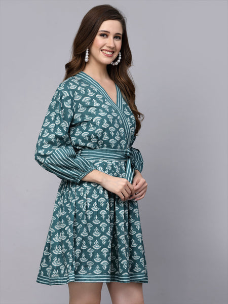 Floral Printed Cotton Flared dress
