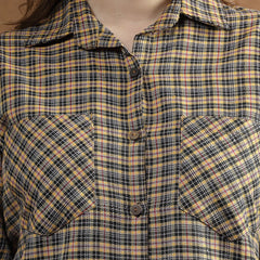 Stylum Women's Semi Woolen Checked Wool Blend Blazer Dress (DRSWFALLMUSTARD)