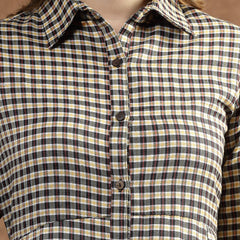 Stylum Women's Semi Woolen Checked Wool Blend A-Line Dress (DRSWGRAPHYELLOW)