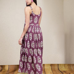 Stylum Women's Floral Printed Rayon Long Flared Dress (DRSWINEISHA)