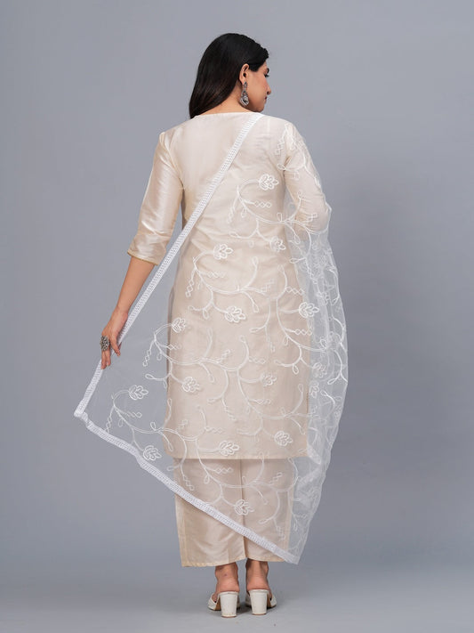 Stylum Women's Embroidered Net Drawer Dupatta (DUPNUVWHITE)