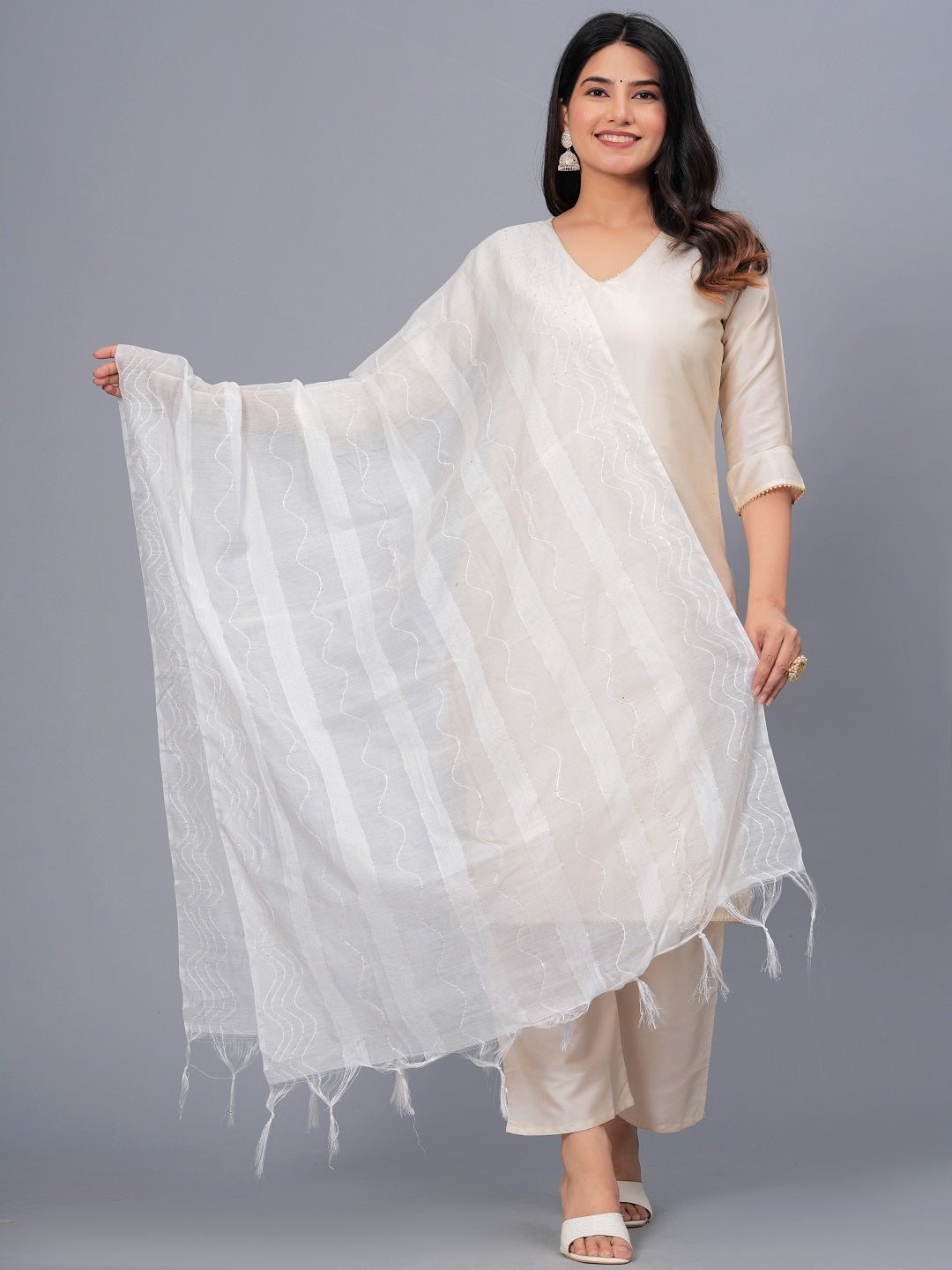 Stylum Women's Self Design Rayon Drawer Dupatta (DUPWHITESIKKY)