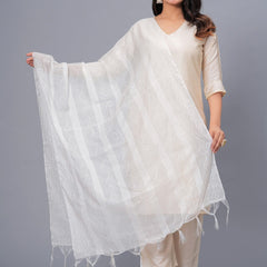 Stylum Women's Embroidered Chanderi Drawer Dupatta (DUPJESIKAWHITE)