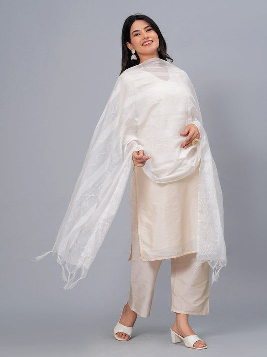 Stylum Women's Self Design Rayon Drawer Dupatta (DUPWHITESIKKY)