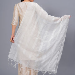 Stylum Women's Embroidered Chanderi Drawer Dupatta (DUPJESIKAWHITE)