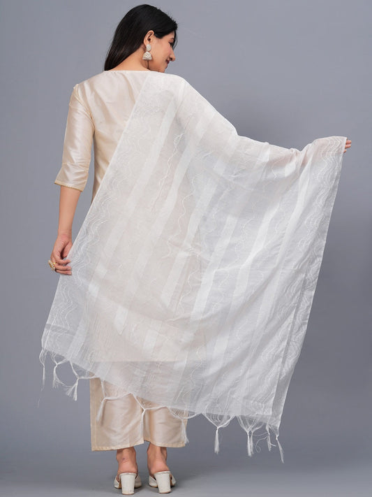 Stylum Women's Self Design Rayon Drawer Dupatta (DUPWHITESIKKY)