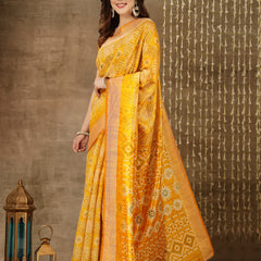 Stylum Women's Digital Print Cotton Blend Saree (Diggymustard)