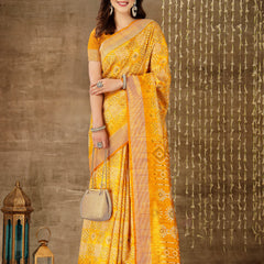 Stylum Women's Digital Print Cotton Blend Saree (Diggymustard)