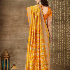 Stylum Women's Digital Print Cotton Blend Saree (Diggymustard)