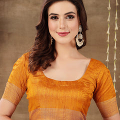Stylum Women's Digital Print Cotton Blend Saree (Diggymustard)