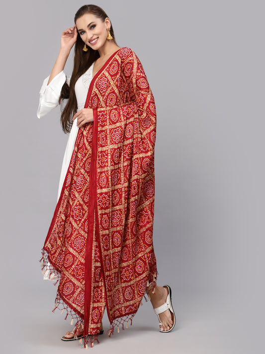 Bandhani Silk Blend Dupatta For Women
