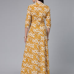 Stylum Women's Floral Printed & Embroidered Cotton Anarkali Kurta (EMMA)
