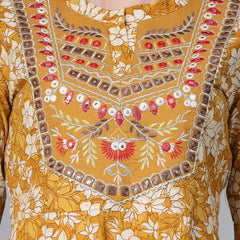Stylum Women's Floral Printed & Embroidered Cotton Anarkali Kurta (EMMA)