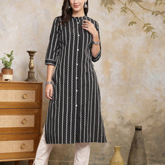 Stylum Women's Self Designed Cotton Blend Straight Kurta (FELIS)