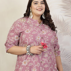 Stylum Plus Size Women Floral Print Rayon A-Line Kurta (FIONAMAUVEPLUS)