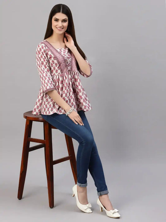 Stylum Women's Floral Printed Cotton Top (FLORA)