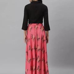 Stylum Women's Solid Rayon Shirt Skirt Set (Figurelahangaset)