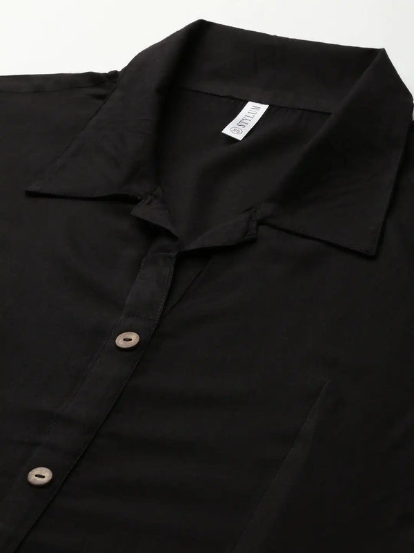 Stylum Women's Solid Rayon Shirt Skirt Set (Figurelahangaset)