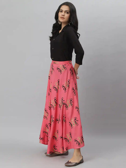 Stylum Women's Solid Rayon Shirt Skirt Set (Figurelahangaset)
