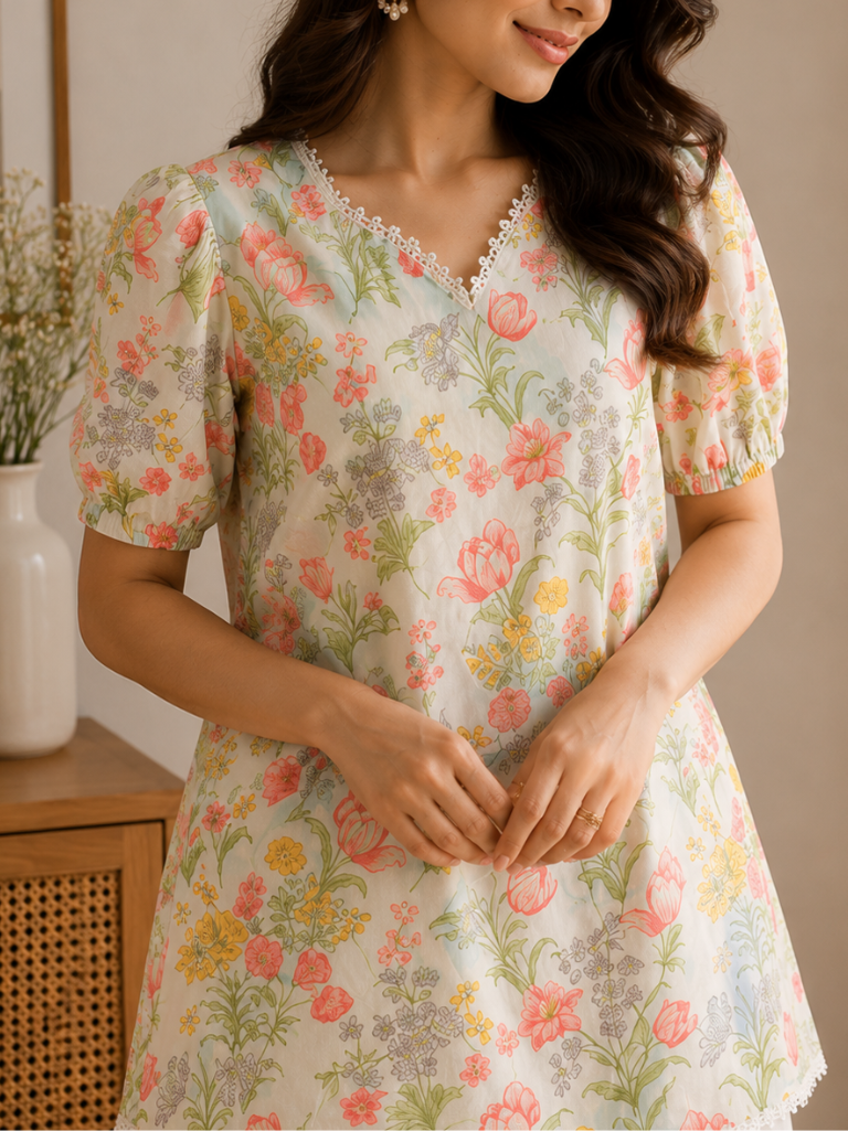 Women’s Floral Printed Rayon Kurta with Palazzo Set