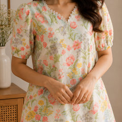 Women’s Floral Printed Rayon Kurta with Palazzo Set