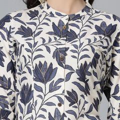 Stylum Women's Floral Printed Rayon A-Line Kurta (GAAZIBLUE)