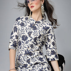 Stylum Women's Floral Printed Rayon A-Line Kurta (GAAZIBLUE)
